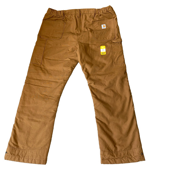 Carhartt Washed Duck Insulated Pant Men XL Tall Brown Zip Leg Carpenter Workwear - Picture 3 of 16